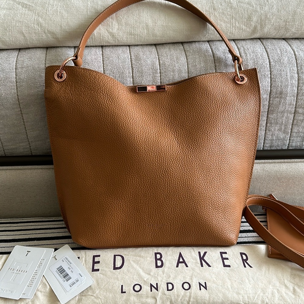 TED BAKER LONDON | Candiee Softgrain Leather Hobo Bag Camel Brown